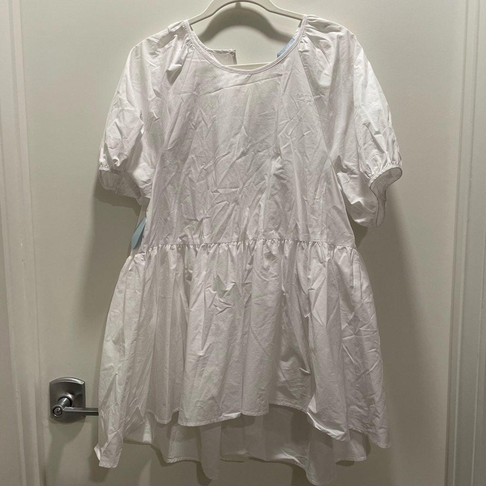 Hill House White Short Sleeve Peplum Top